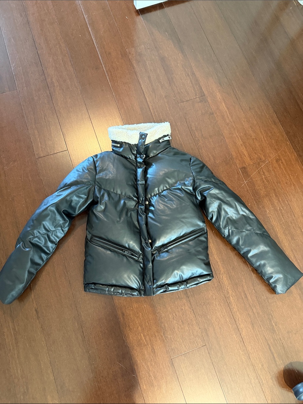 Girls SAM Winter Black Puffy Sherpa-Trim Jacket